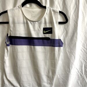 Nike court White Tank Top with Purple Stripe